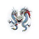 Traditional Japanese dragon entwined with a skeletal Dragoon tattoo design idea