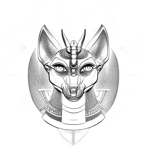 Egyptian god Anubis with socialist symbols tattoo design idea