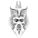 A tattoo of an Egyptian pharaoh holding a paintbrush and palette, surrounded by socialist symbols tattoo design idea