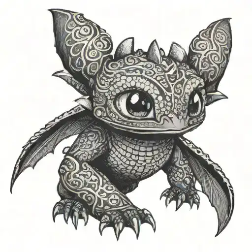 toothless from how to train your dragon tattoo design idea