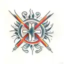 Cross with flames  tattoo design idea