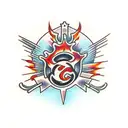 Cross with flames  tattoo design idea