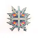 Cross with flames  tattoo design idea