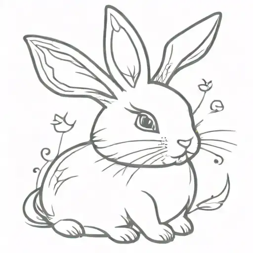 cute bunny wearing tattoo design idea