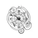 A tattoo design featuring a philosophical quote about memory, money, and time intertwined in a unique and abstract way tattoo design idea