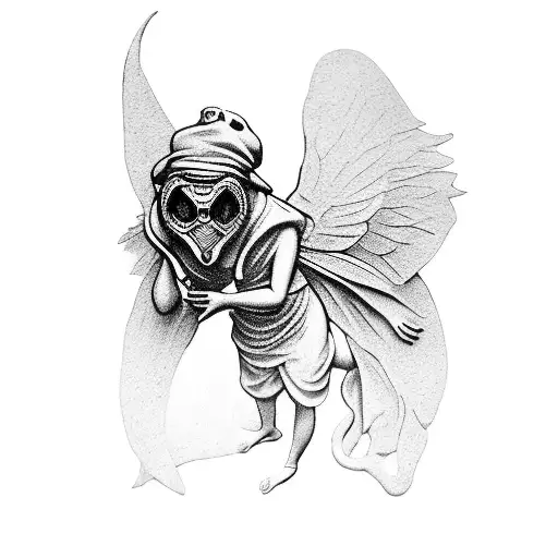 plague doctor , aphrodite statue and a naturally looking bee tattoo design idea