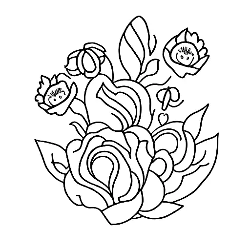 A minimalist tattoo showcasing the three birth flowers associated with February, September, and December. tattoo design idea