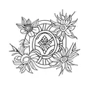 A minimalist tattoo showcasing the three birth flowers associated with February, September, and December, arranged in a visually pleasing way to symbolize the client's favorite months. tattoo design idea