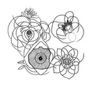 A minimalist tattoo showcasing the three birth flowers associated with February, September, and December, arranged in a visually pleasing way to symbolize the client's favorite months. tattoo design idea
