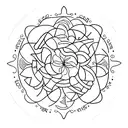 A minimalist tattoo featuring the birth flowers for February, September, and December arranged in a circular shape, symbolizing the cyclical nature of the client's favorite months and their connection to their birth flower. tattoo design idea