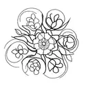 A minimalist tattoo featuring the birth flowers for February, September, and December arranged in a circular shape, symbolizing the cyclical nature of the client's favorite months and their connection to their birth flower. tattoo design idea