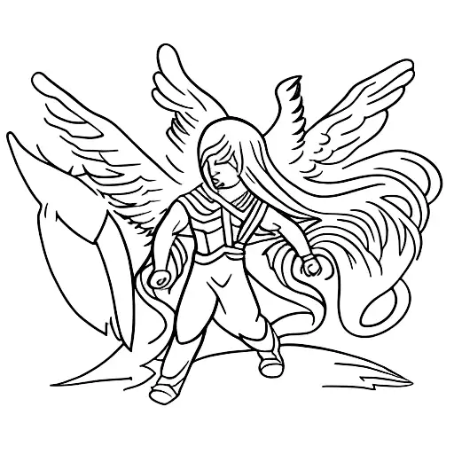 angel fighting a demon  tattoo design idea