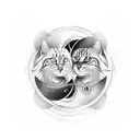 A mesmerizing tattoo of a golden retriever and a tabby cat entwined in a yin and yang symbol, symbolizing the balance between dogs and cats tattoo design idea