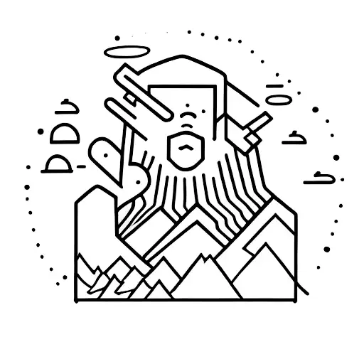 man hugs mountain  tattoo design idea