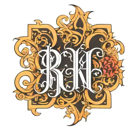 RIKU name in gothic letters only letters tattoo design idea