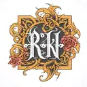 RIKU name in gothic letters only letters tattoo design idea
