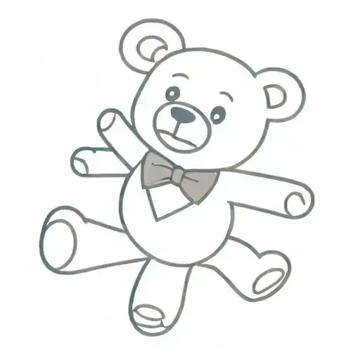 teddy bear with bowtie dancing tattoo design idea