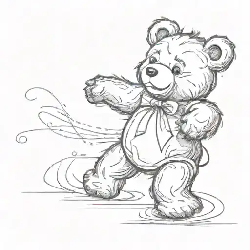 teddy bear dancing tattoo design idea