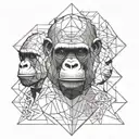 A Chimp, an orangutan, a gorilla, and a human head slightly overlapping  tattoo design idea