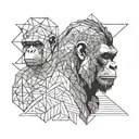 A Chimp, an orangutan, a gorilla, and a human head slightly overlapping  tattoo design idea