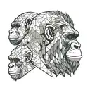 A Chimp, an orangutan, a gorilla, and a human head slightly overlapping  tattoo design idea