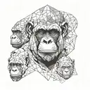 A Chimp, an orangutan, a gorilla, and a human head slightly overlapping  tattoo design idea