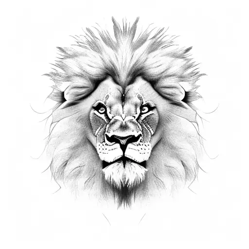 scarred lion face tattoo design idea