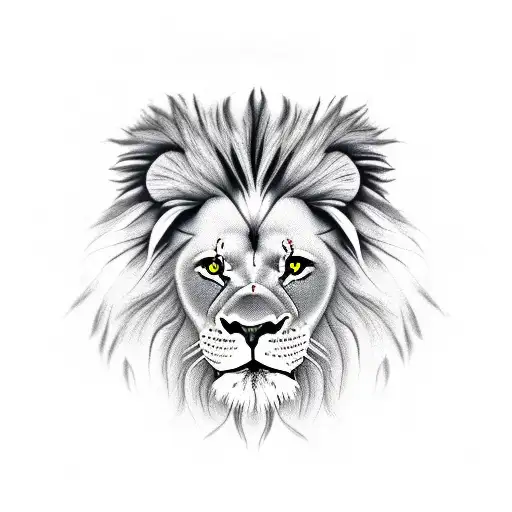 scarred lion face tattoo design idea