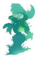 sea turtle with a boat fishing and call of duty zombies  tattoo design idea