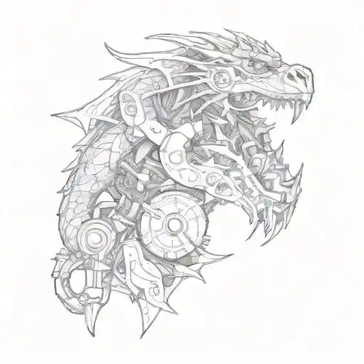 mechanic  dragon with wrench  tattoo design idea