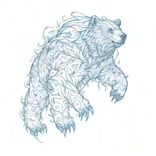 a bear with blue flames tattoo design idea