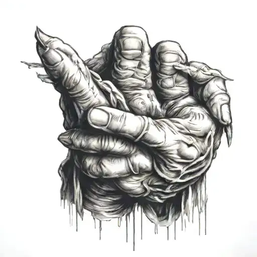 pray hands reaching tattoo design idea