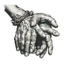pray hands reaching tattoo design idea