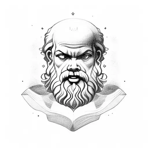 Socrates engaged in deep philosophical conversation tattoo design idea