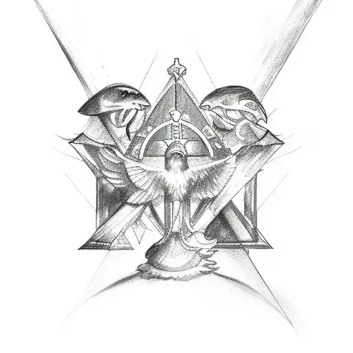 A sketch-style tattoo of the Holy Trinity tattoo design idea