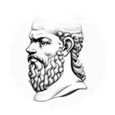 Socrates engaged in deep philosophical conversation tattoo design idea