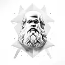 Socrates engaged in deep philosophical conversation tattoo design idea