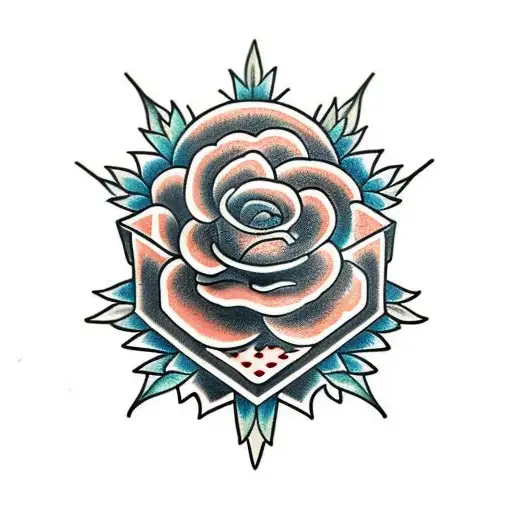  Card, dice tattoo design idea