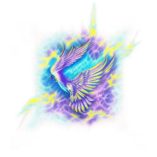 phoenix blues purples  tattoo design idea