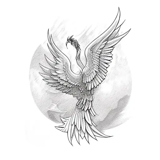 phoenix with color  tattoo design idea