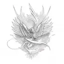 phoenix with color  tattoo design idea