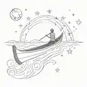 person on a canoe gazing at stars forming the shape tattoo design idea