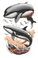 one whale jumping tattoo design idea