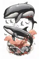 one whale jumping tattoo design idea