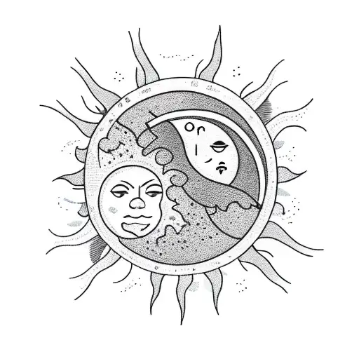 Sun and Moon tattoo design idea