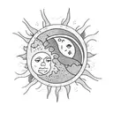 Sun and Moon tattoo design idea