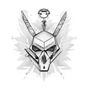 Sculpture-type crane with the phrase "memento mori" engraved on the forehead tattoo design idea