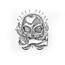 Sculpture-type crane with the phrase "memento mori" engraved on the forehead tattoo design idea