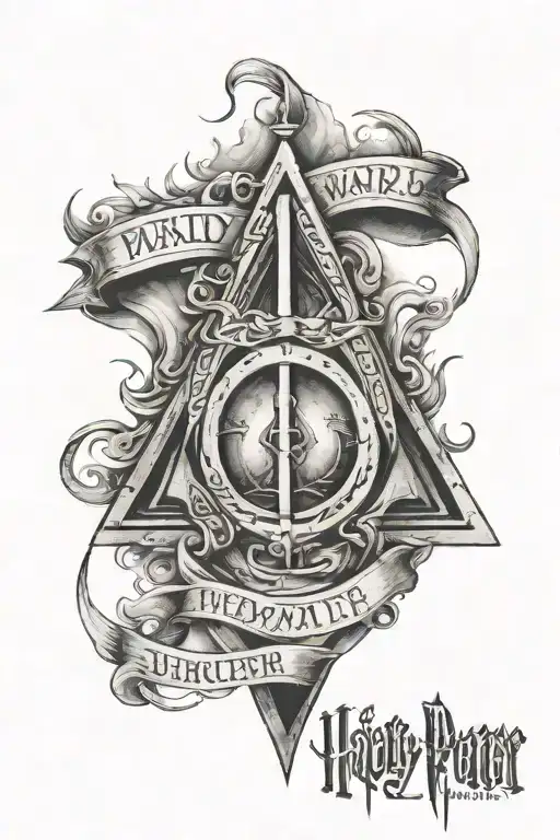hogwartz harry potter deathly hallows tattoo design idea