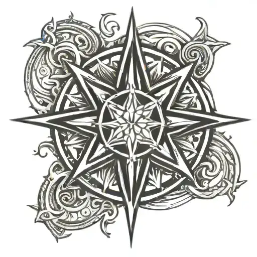 spiritual 9 pointed star as per Hinduism  tattoo design idea